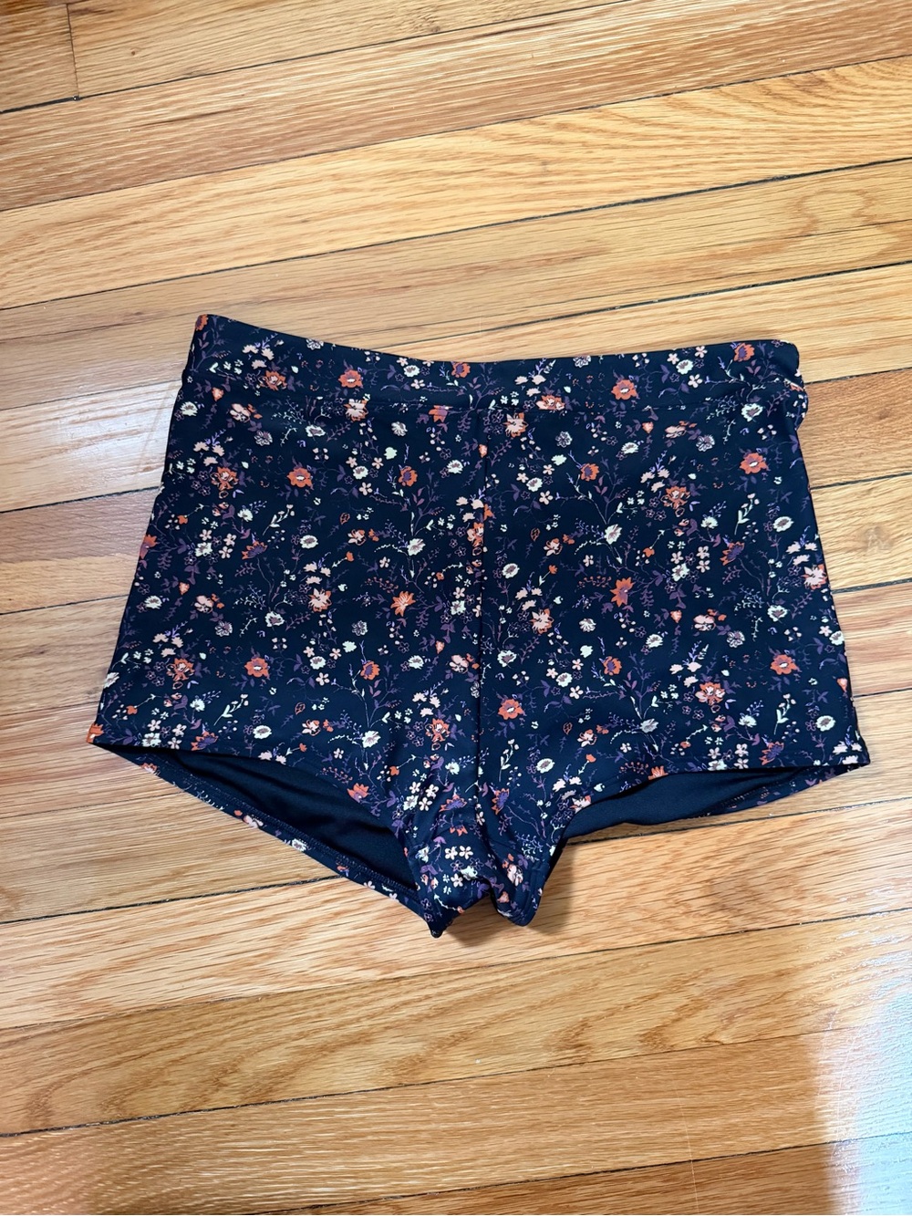 Madewell Second Wave Swim Shorty Bikini Bottom Black Ditsy Floral Size Small